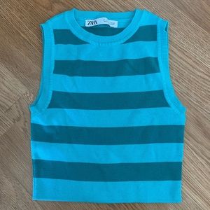 zara stripped cropped sweater tank